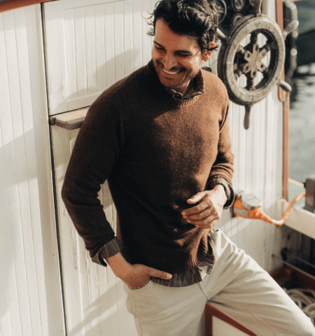 brown sweater - men's fall fashion trends